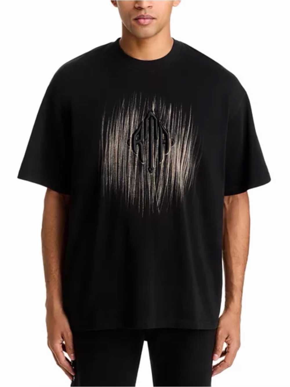 RTA Colin Black Etched Monogram Oversized Cotton Tee